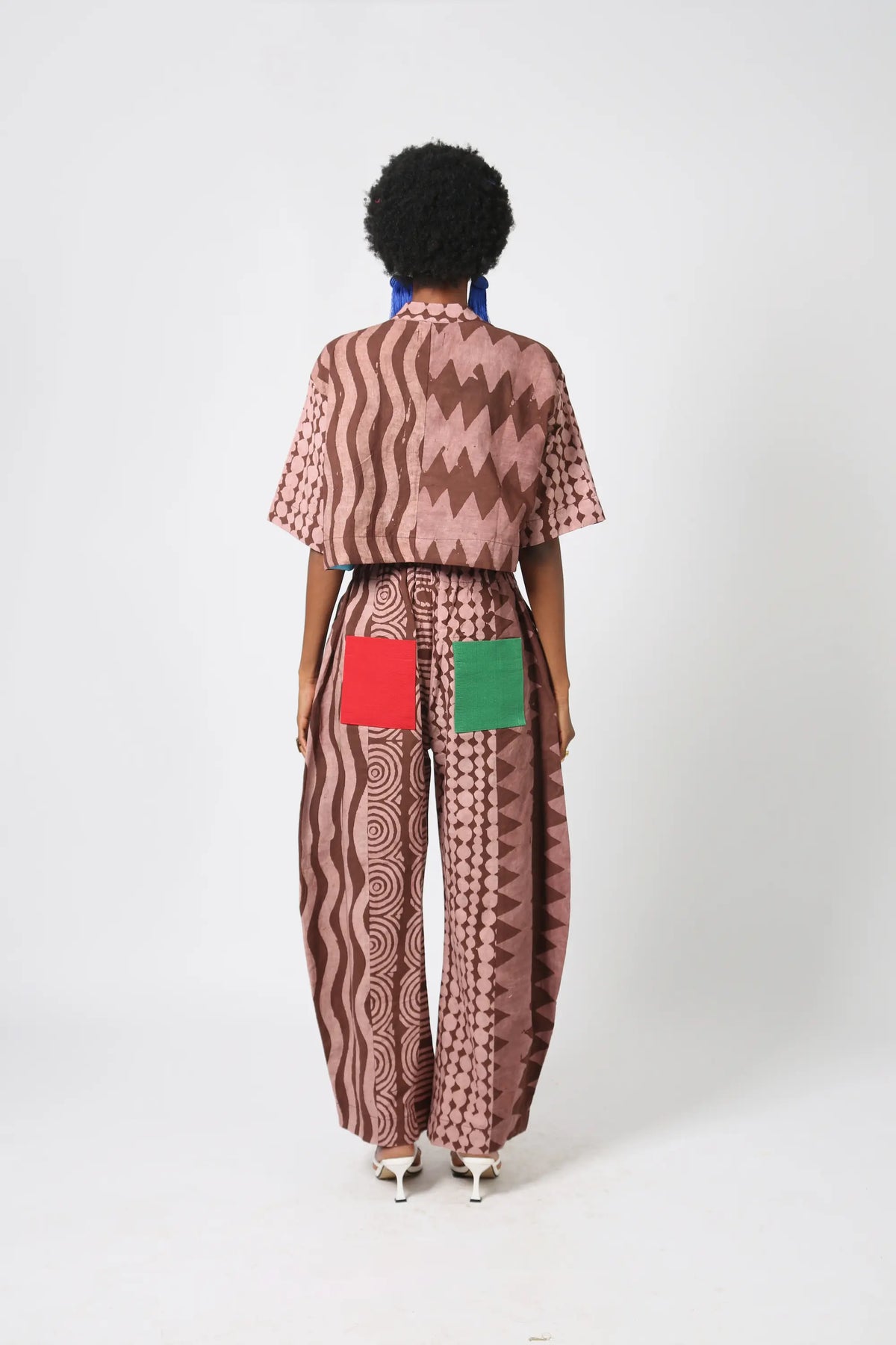 oni brown and light brown multiprint crop shirt