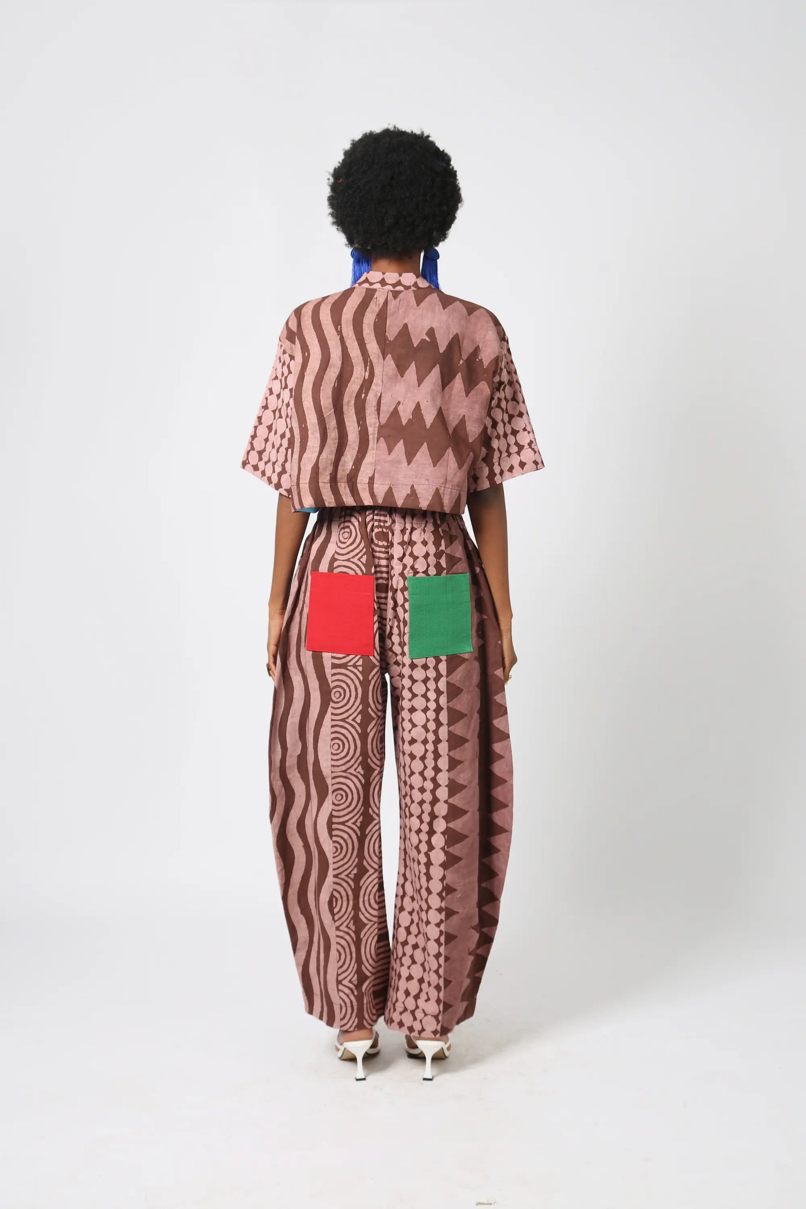 oni brown and light brown multiprint crop shirt