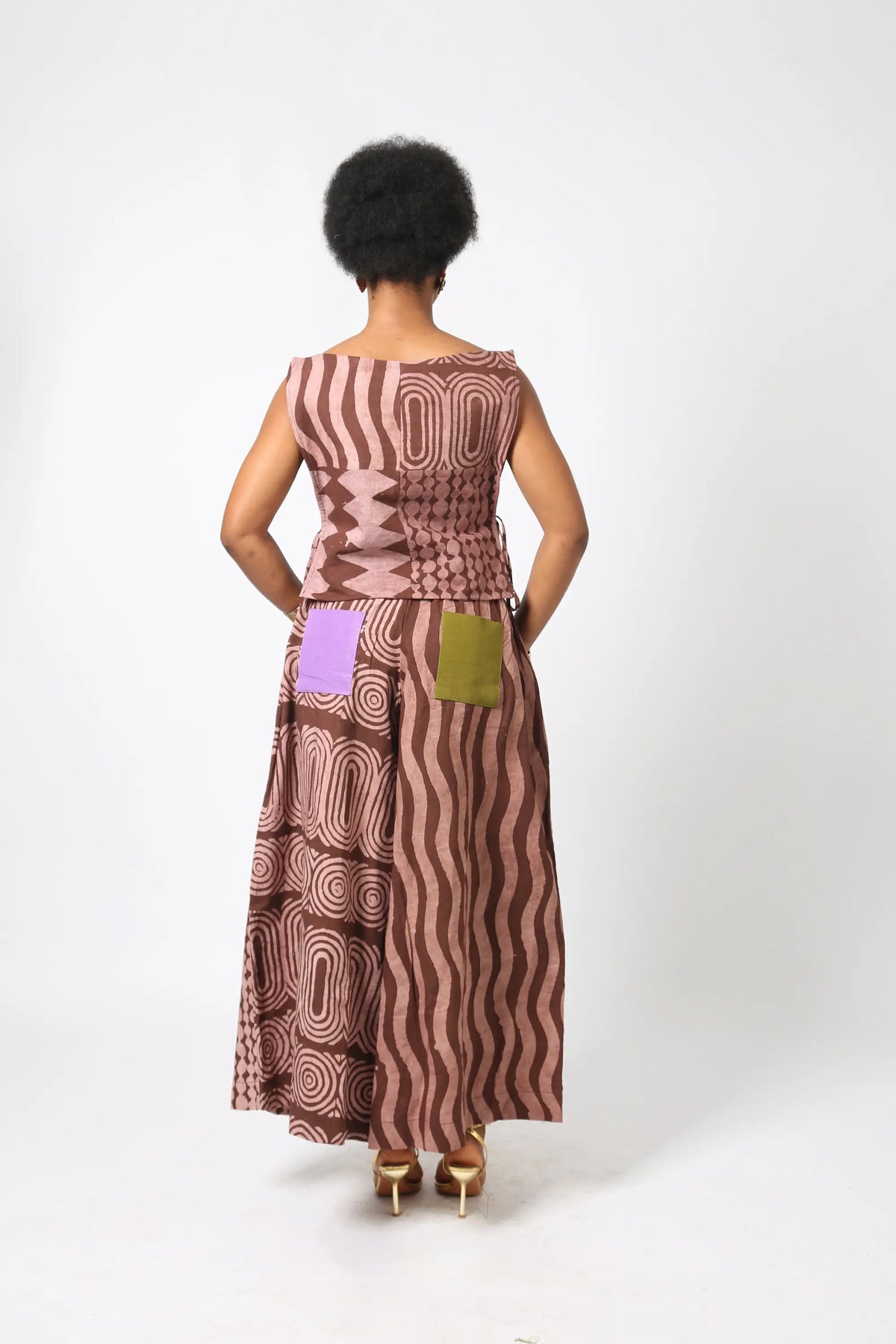 oni brown and light brown multiprint culottes