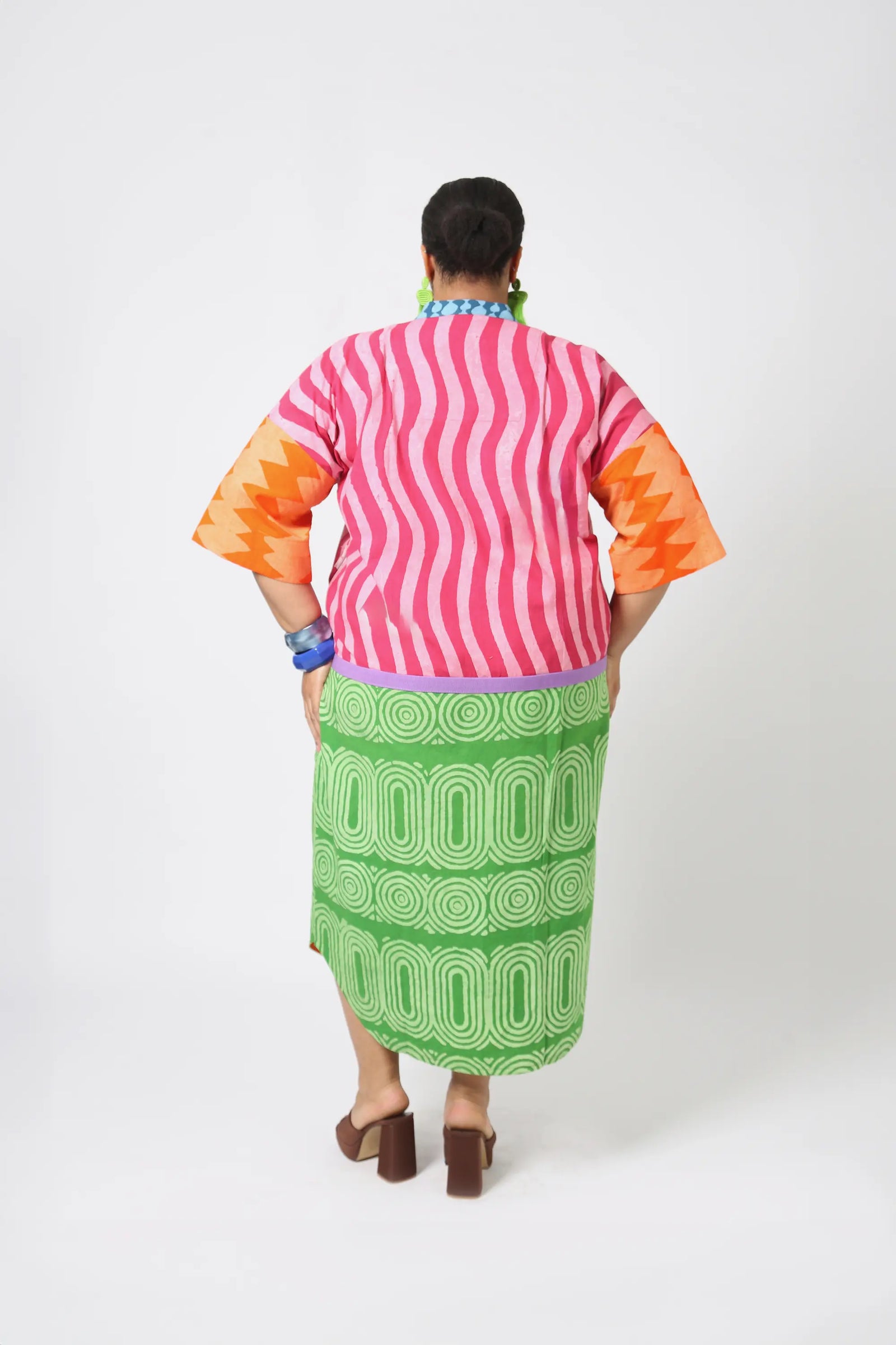 peach, lemon and pink multicolour kaftan