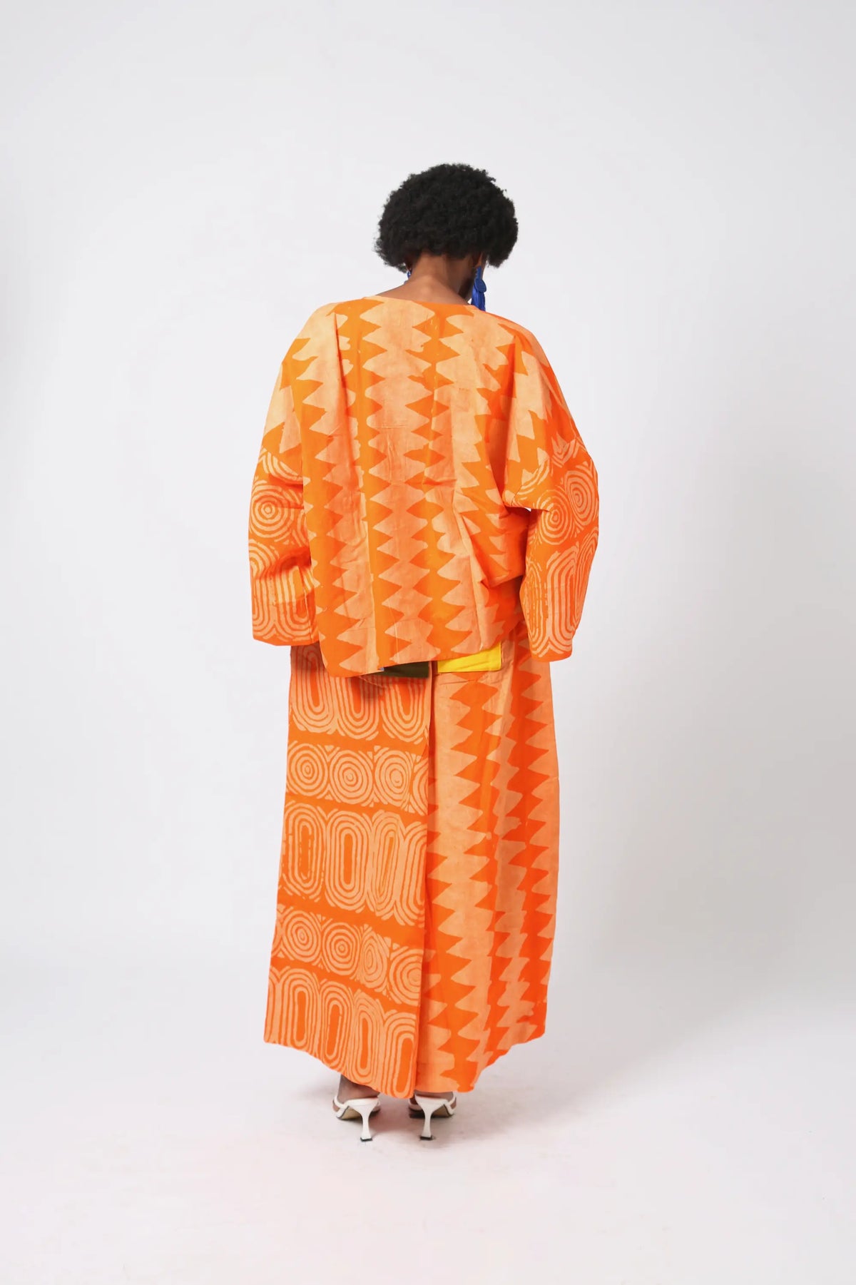 peach and light peach multiprint buba shirt