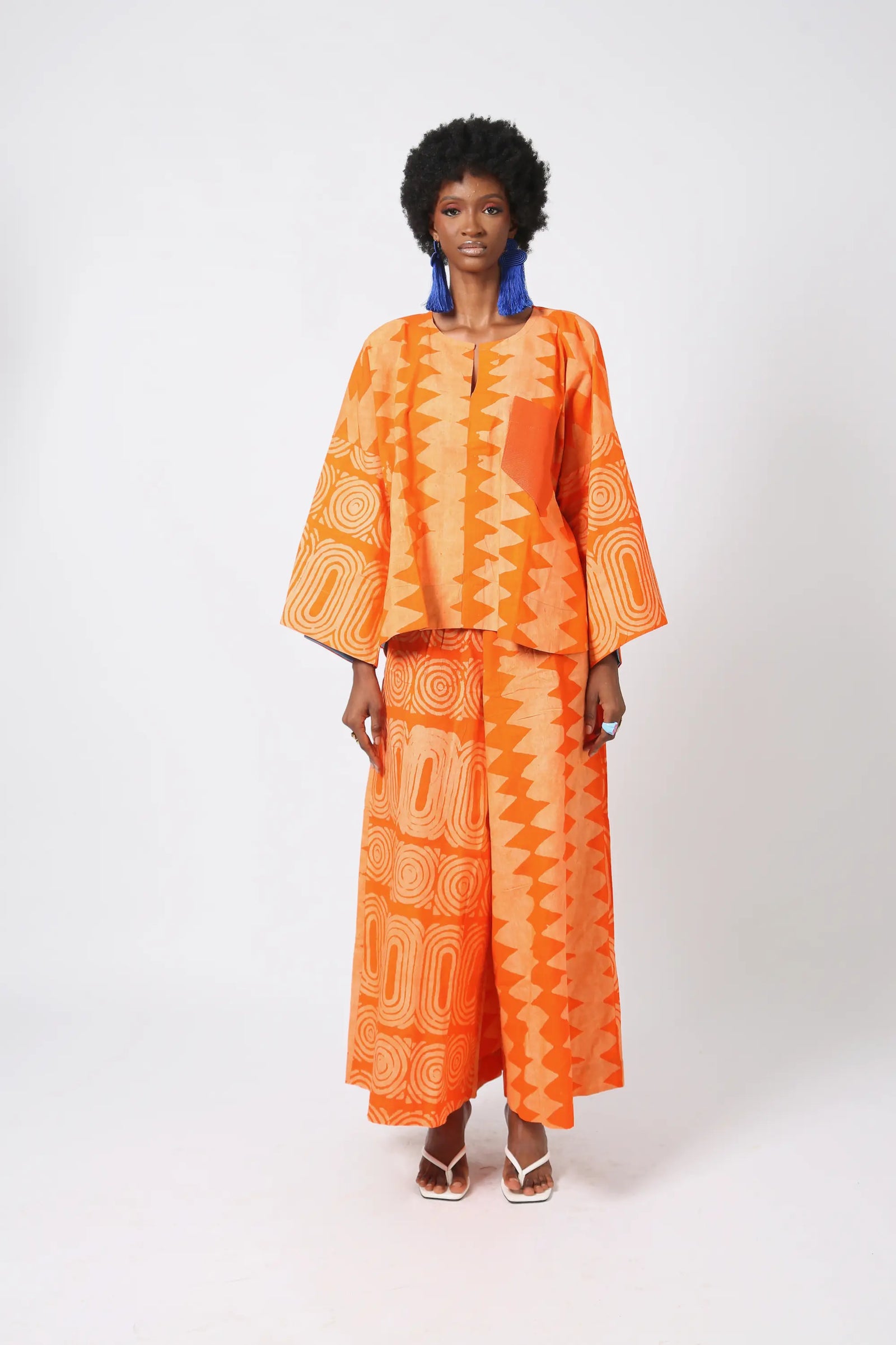 peach and light peach multiprint buba shirt