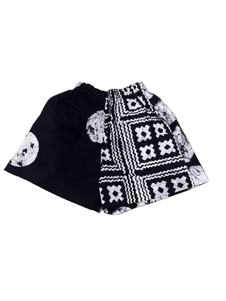 black and white multiprint shorts