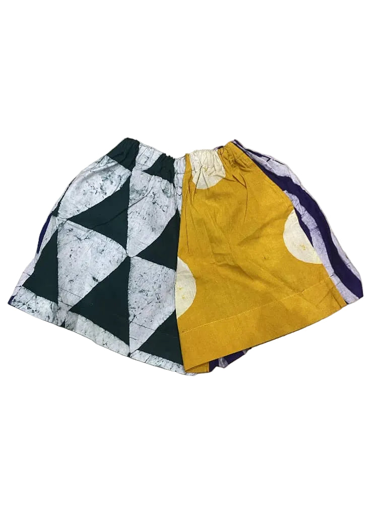 seagreen and golden yellow multicolour shorts