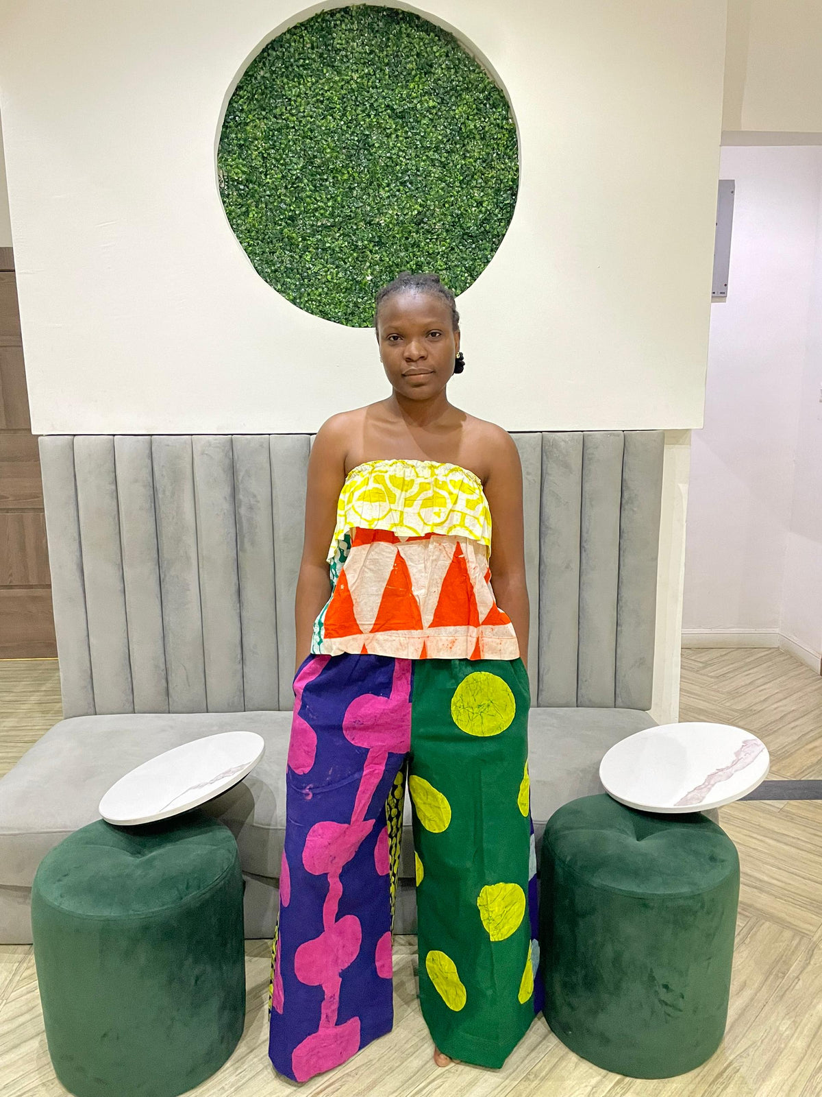 yellow multicolour tube top