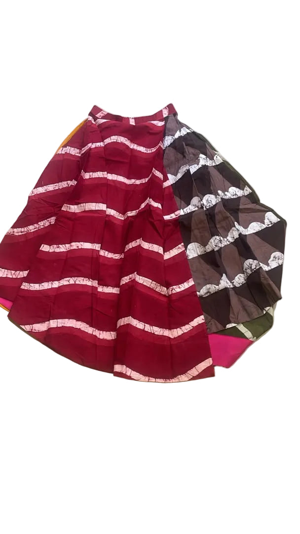 white and red and brown multicolor skirt