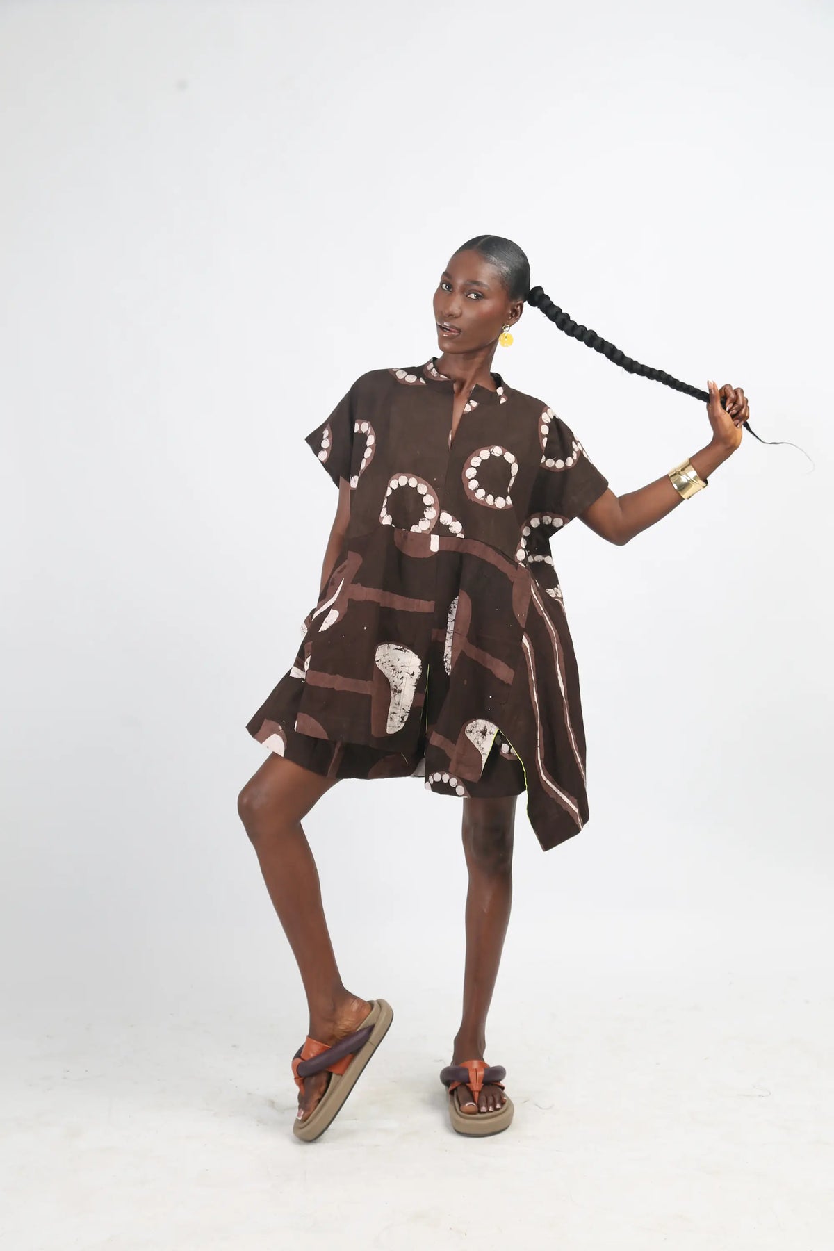 white and brown multiprint osaka top