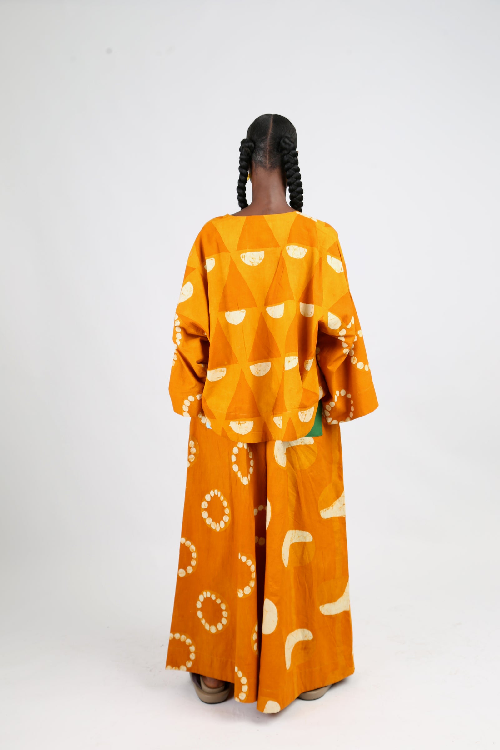 white and golden yellow multiprint buba shirt