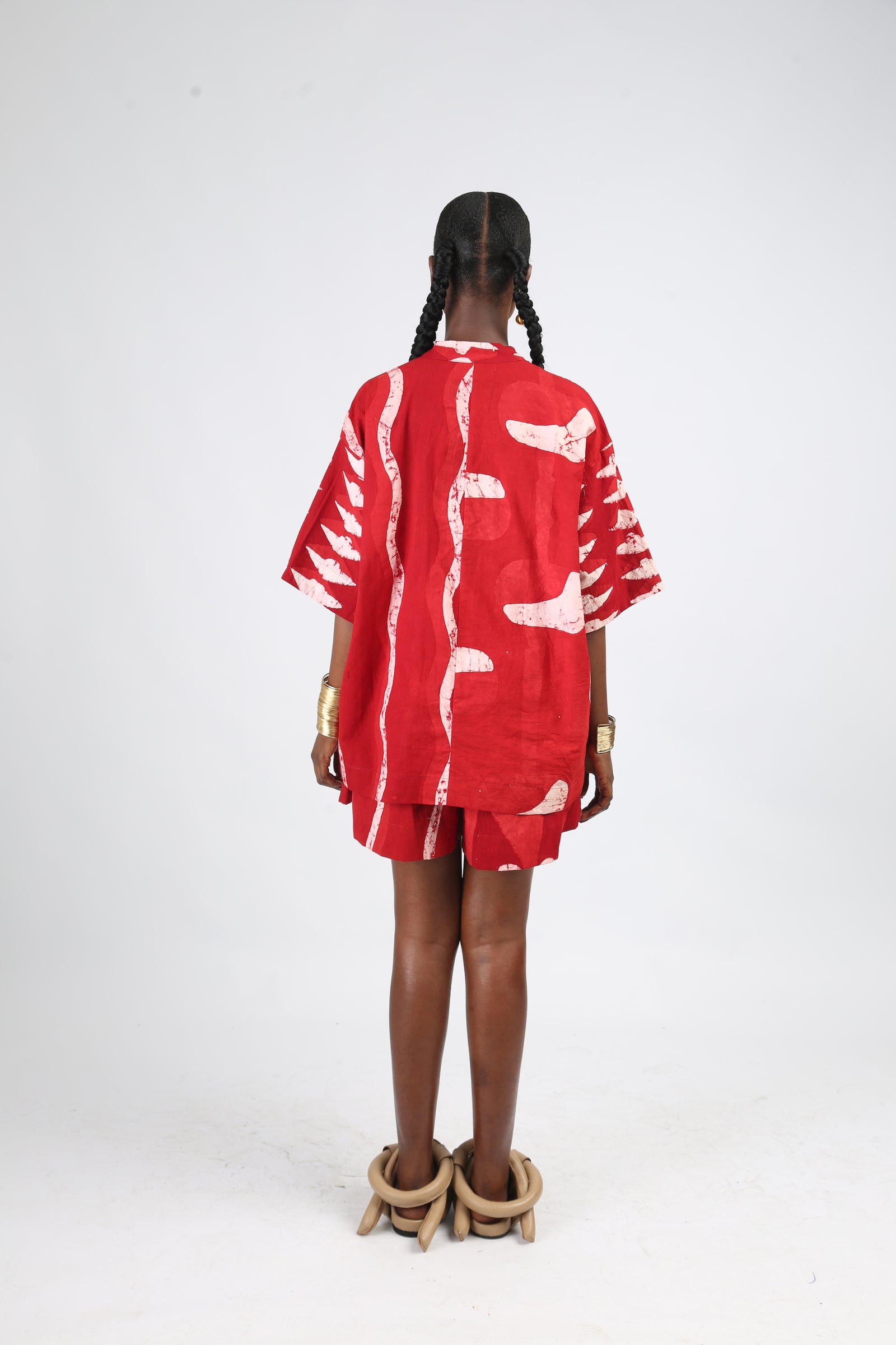 white and red multiprint shirt