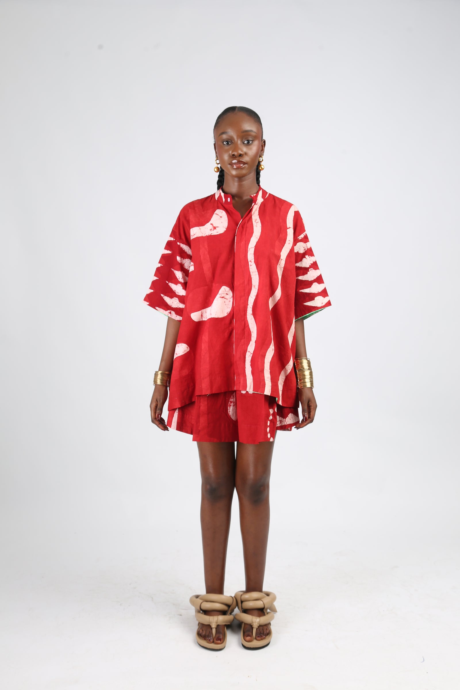 white and red multiprint shirt