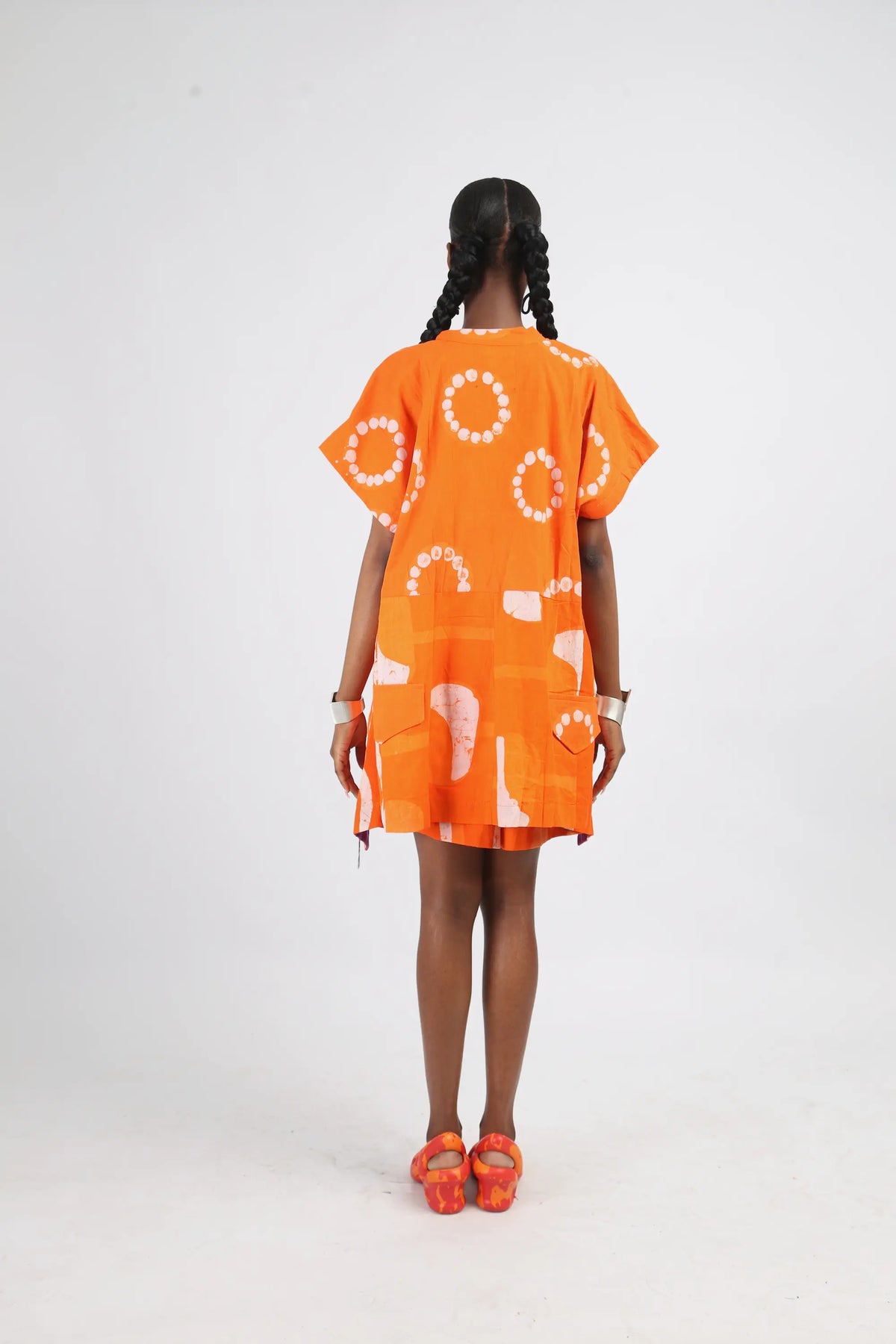 white and tangerine multiprint osaka top