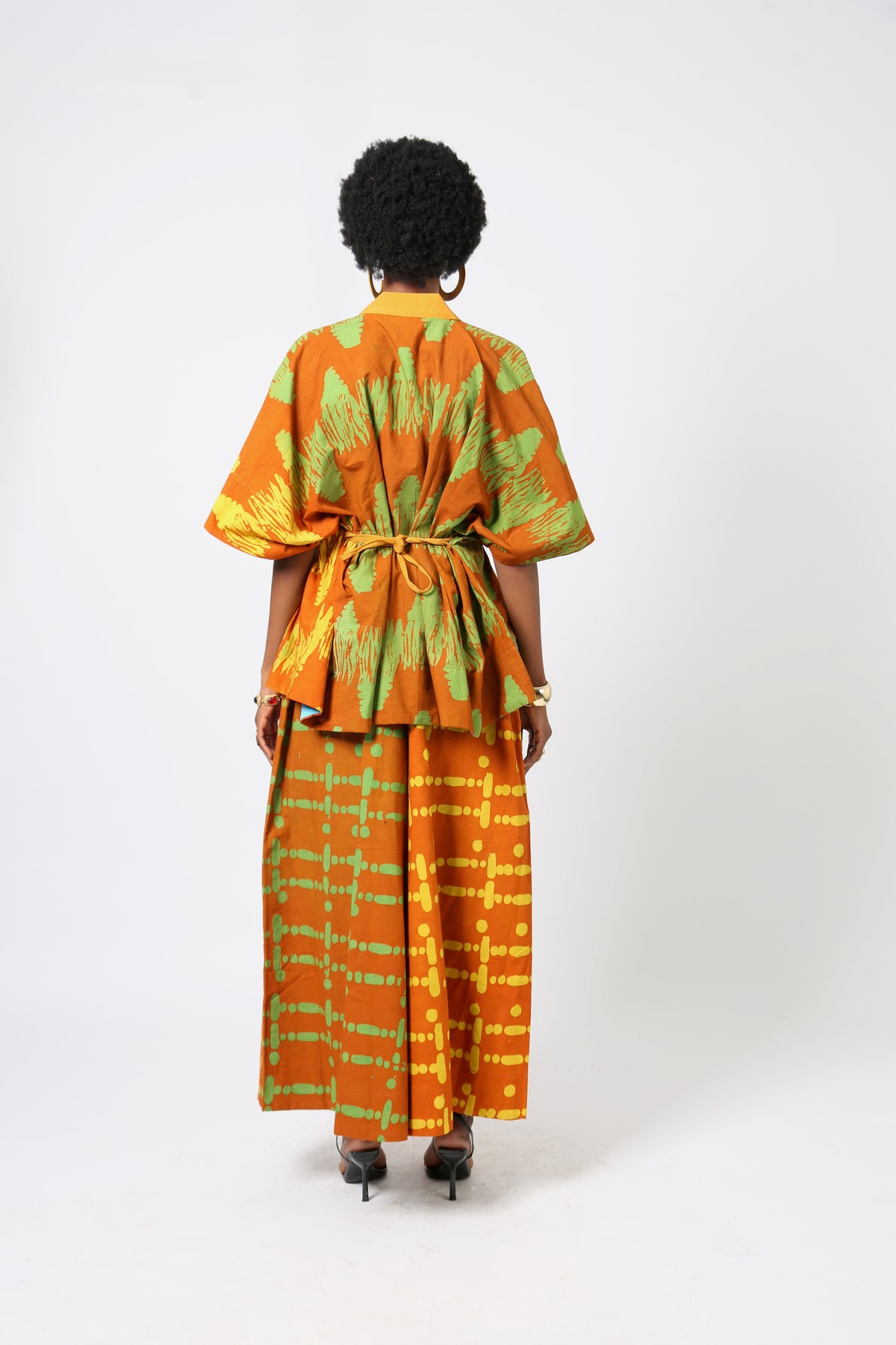 yellow and green multiprint culottes