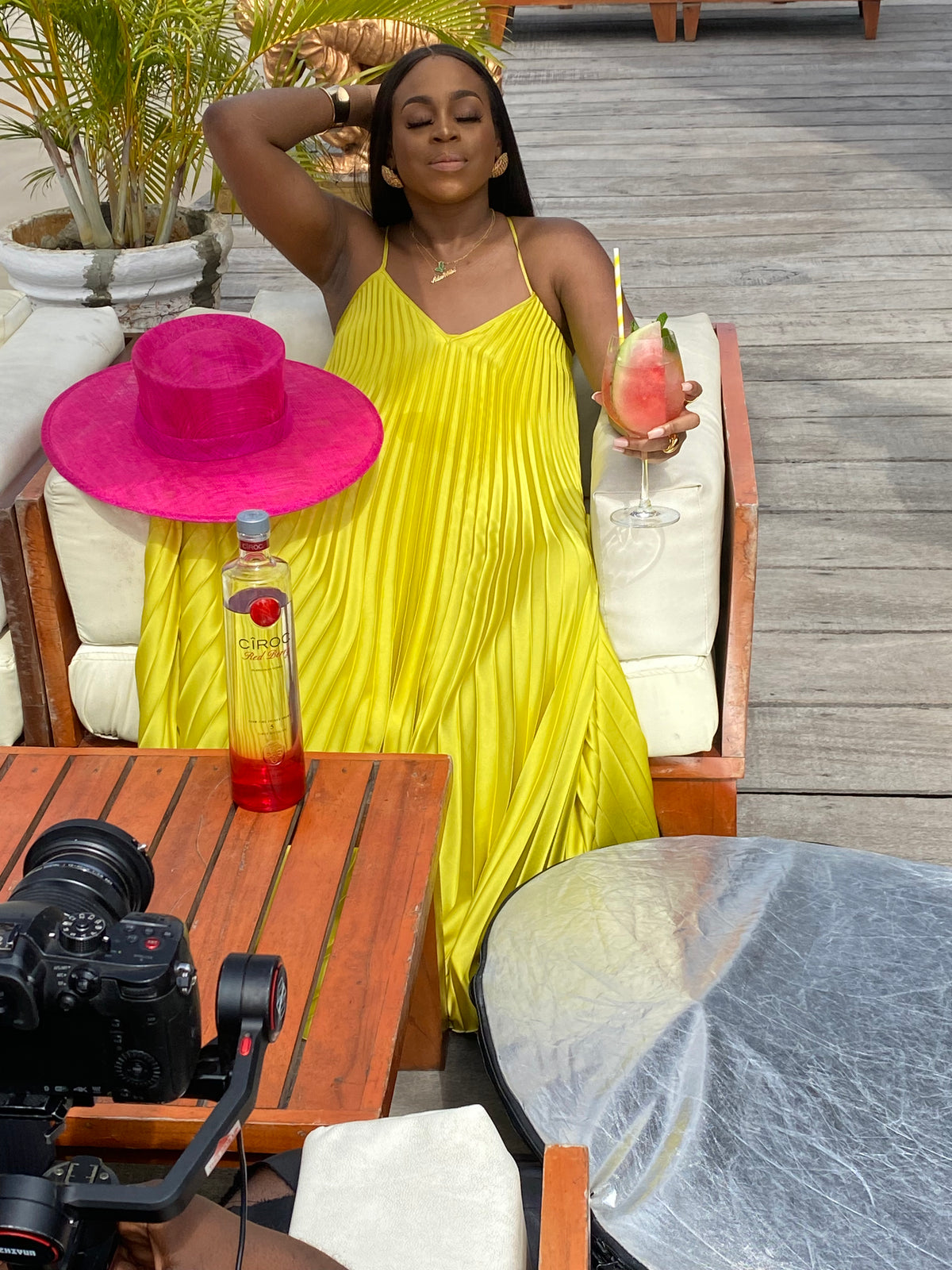 Yellow cheap brim hat